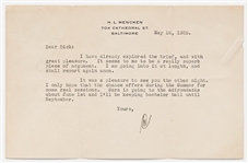 Lot of Two H.L. Mencken Initialed Letters from May 1935 -- ''...It will take a powerful argument and a liberal use of alcohol to bring me back to my normal frame of mind...''