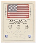 Apollo 10 Space Flown United States Flag, on NASA Certificate Signed by the Entire Crew