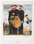 Norman Rockwell Signed Lithograph of His Famous Painting ''Tough Call'' -- Measures 19'' x 25''