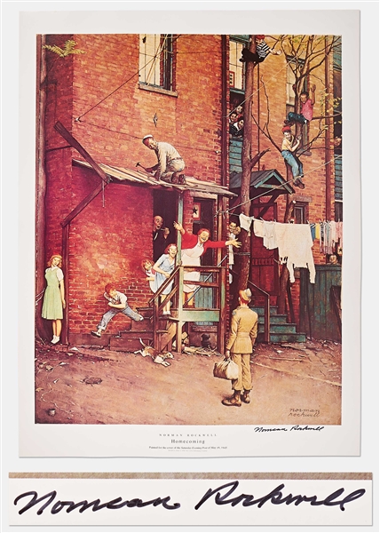 Norman Rockwell Signed Lithograph of His Famous Painting ''Homecoming'' -- Measures 19'' x 25''