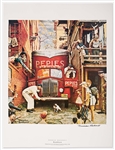 Norman Rockwell Signed Lithograph of His Famous Painting ''Roadblock'' -- Measures 19'' x 25''