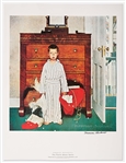 Norman Rockwell Signed Lithograph of His Famous Painting ''The Truth About Santa'' -- Measures 19'' x 25''