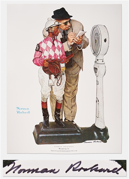 Norman Rockwell Signed Lithograph of His Famous Painting ''Weighing In'' -- Measures 19'' x 25''
