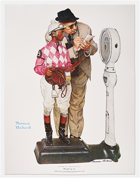 Norman Rockwell Signed Lithograph of His Famous Painting ''Weighing In'' -- Measures 19'' x 25''