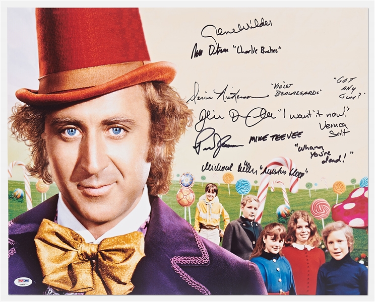 Willy Wonka Cast-Signed 20'' x 16'' Photo -- With PSA/DNA COA for All Six Signatures