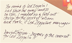 David Juniper Signed Led Zeppelin II Album -- ...on spec, I mocked up a fold-out design for the second album and took it to Led Zeppelin's manager...