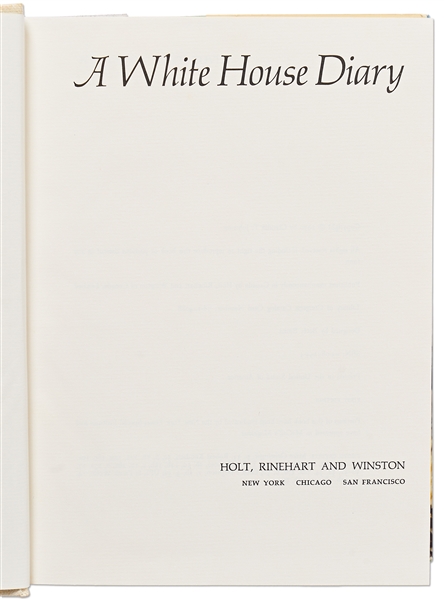 Lady Bird Johnson Signed First Edition of ''A White House Diary'' -- With PSA/DNA COA