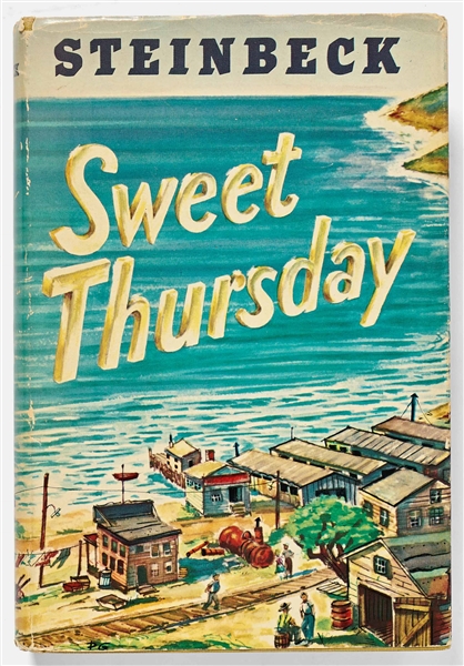 John Steinbeck Signed First Edition, First Printing of ''Sweet Thursday'' -- ''...face the future with courage, humility and money...''