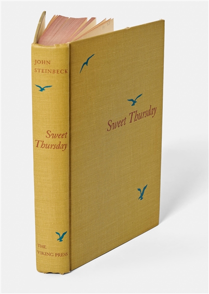 John Steinbeck Signed First Edition, First Printing of ''Sweet Thursday'' -- ''...face the future with courage, humility and money...''