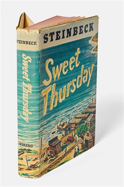 John Steinbeck Signed First Edition, First Printing of ''Sweet Thursday'' -- ''...face the future with courage, humility and money...''