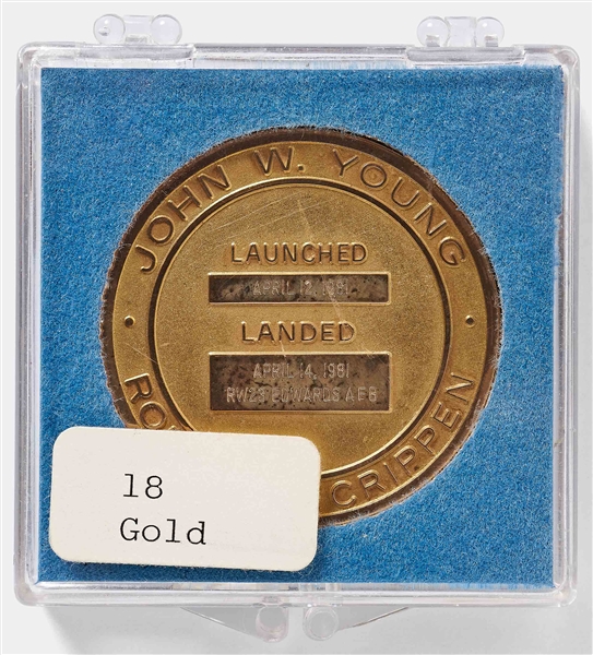 Sally Ride's Personally Owned STS-1 Space Shuttle Columbia Gold Flown Robbins Medal