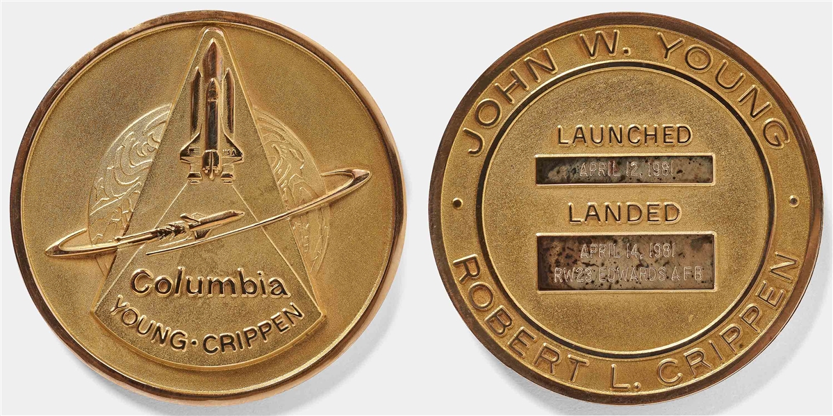 Sally Ride's Personally Owned STS-1 Space Shuttle Columbia Gold Flown Robbins Medal