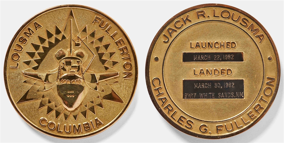 Sally Ride's Personally Owned STS-3 Space Shuttle Columbia Gold Robbins Medal