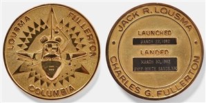 Sally Rides Personally Owned STS-3 Space Shuttle Columbia Gold Robbins Medal
