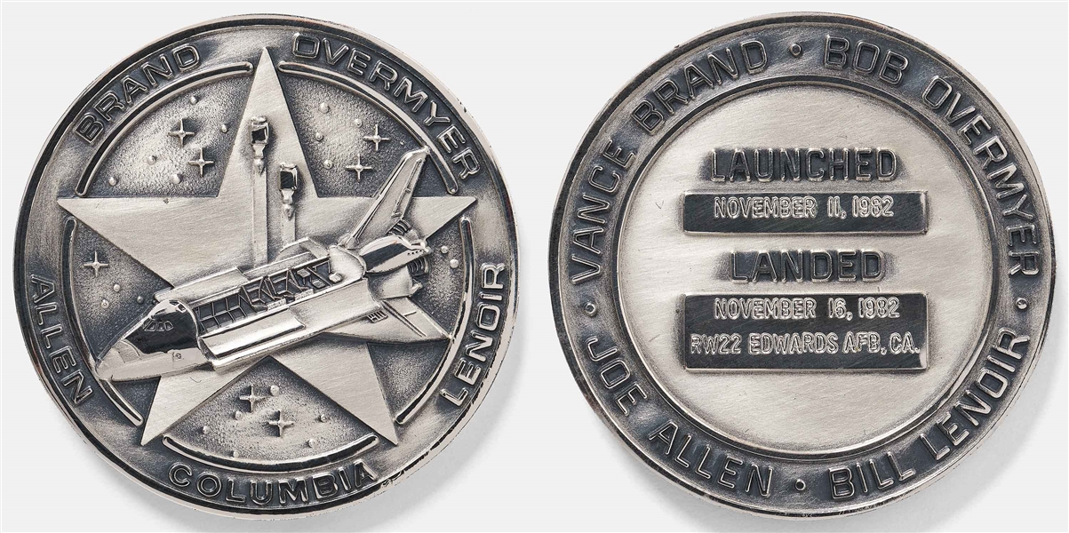 Sally Ride's Personally Owned STS-5 Space Shuttle Columbia Robbins Medal