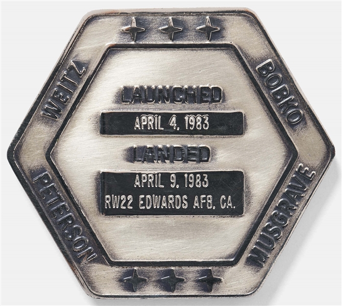 Sally Ride's Personally Owned STS-6 Space Shuttle Challenger Robbins Medal