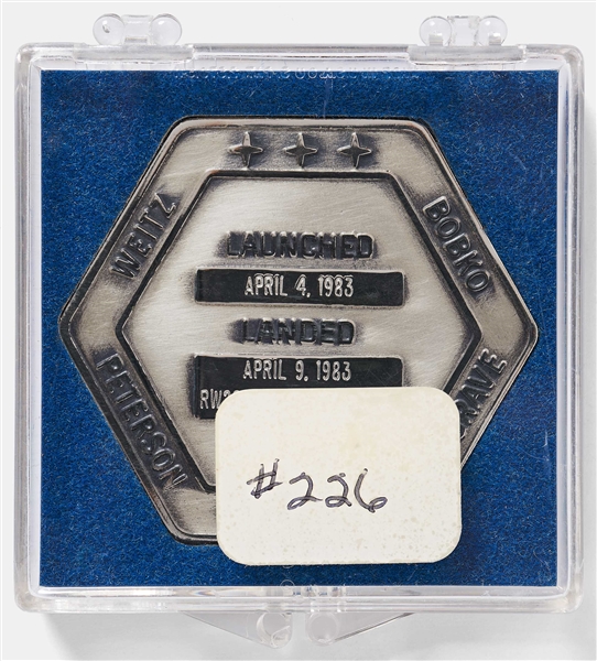 Sally Ride's Personally Owned STS-6 Space Shuttle Challenger Robbins Medal