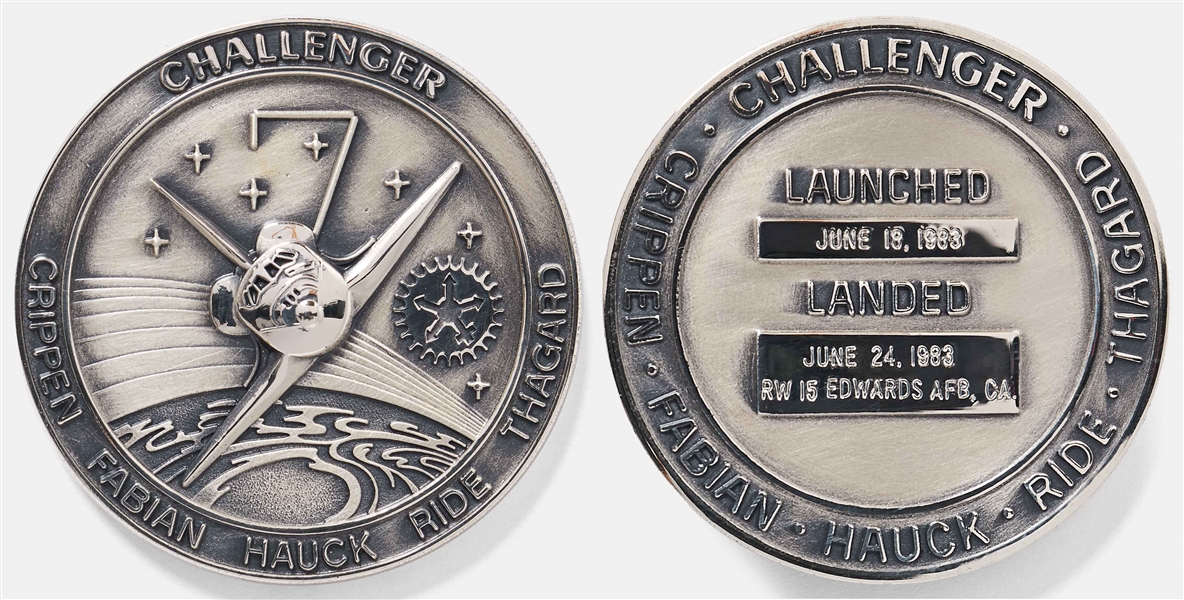 Sally Ride's Personally Owned STS-7 Space Shuttle Challenger Flown Robbins Medal -- Ride Made History as the First Female Astronaut on This Mission