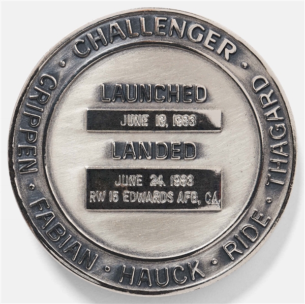 Sally Ride's Personally Owned STS-7 Space Shuttle Challenger Robbins Medal -- Ride Made History as the First Female Astronaut on This Mission