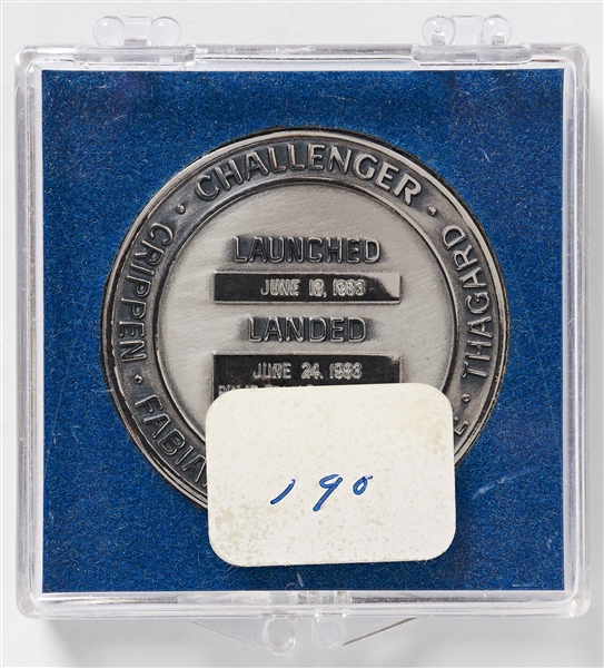 Sally Ride's Personally Owned STS-7 Space Shuttle Challenger Robbins Medal -- Ride Made History as the First Female Astronaut on This Mission