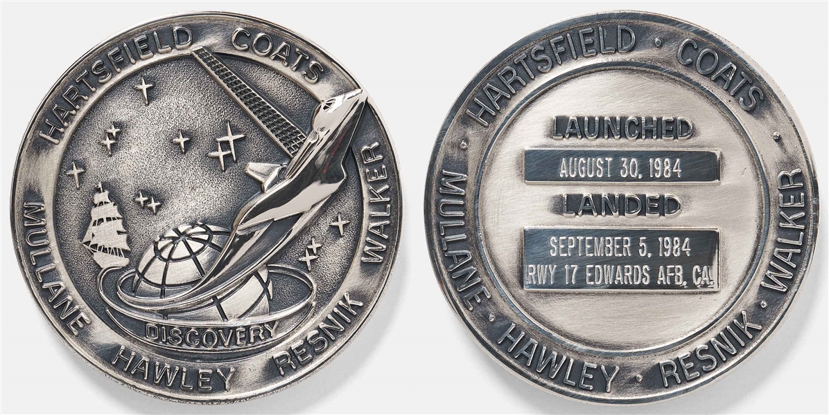 Sally Ride's Personally Owned STS-41-D Space Shuttle Discovery Robbins Medal