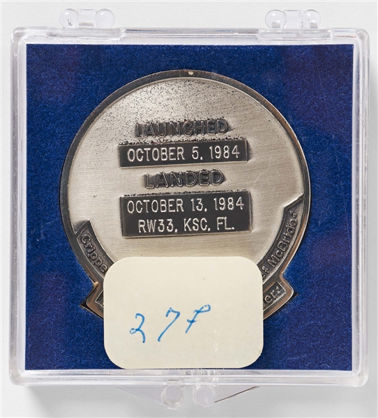Sally Ride's Personally Owned STS-41-G Space Shuttle Challenger Flown Robbins Medal -- Ride Served as Mission Specialist and Flight Engineer on STS-41-G