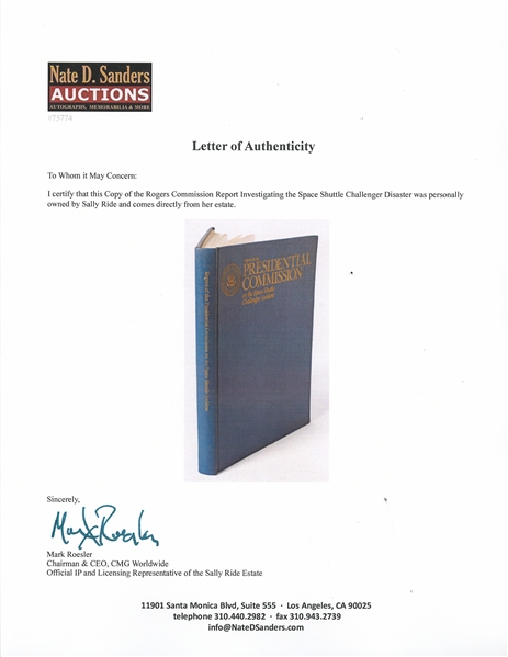 Sally Ride's Personal Copy of the Rogers Commission Report Investigating the Space Shuttle Challenger Disaster -- Ride Played a Pivotal Role as a Commission Member in Exposing the O-Ring Coverup