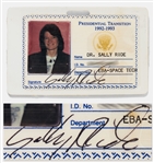 Sally Rides Personally Owned and Signed ID Badge for Bill Clintons Presidential Transition Team