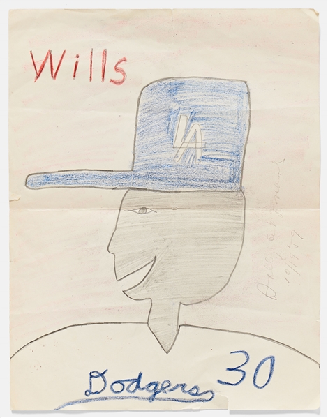 Sally Ride's Personally Owned Childhood Drawings of Baseball and the L.A. Dodgers