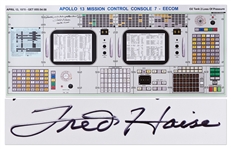 Fred Haise Signed Apollo 13 Mission Control Console Print -- Measures 14 x 34
