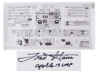 Fred Haise Signed Copy of the Lunar Module Schematic -- Measures 28 x 14.5