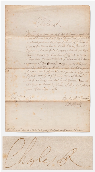 King Charles II Letter Signed from May 1661, Shortly After His Coronation