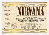 Nirvana Concert Ticket From 28 March 1994