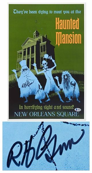 Disneyland Imagineer Robert Gurr Signed Haunted Mansion Poster -- With Beckett COA