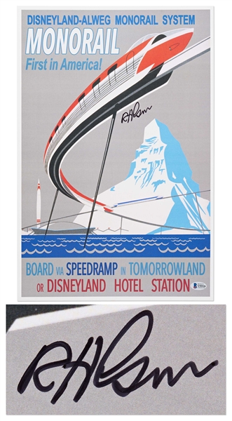 Disneyland Imagineer Robert Gurr Signed Monorail Poster -- With Beckett COA