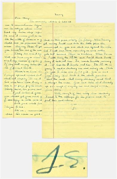 John Steinbeck Autograph Letter Signed -- ... I think you should get your mind off marriage and think of something a little more elevated like sex...