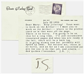 John Steinbeck Postcard Signed J.S. -- Steinbeck Writes to His Typist Regarding Working on Arthur: Stop jittering!...you are the one to do that job.