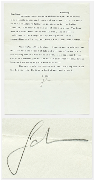 John Steinbeck Letter Signed -- ...It is the story of an elf in Algiers during the preparation for the Italian Invasion...The book will be called Once There Was A War...