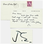 John Steinbeck Autograph Postcard Signed J.S. -- Steinbeck Tells His Typist to Ignore Manuscript Pages He Sent Her: That stuff is all out