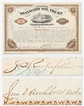 John D. Rockefeller Signed Stock Certificate for Standard Oil Trust -- Signed by Rockefeller as President in 1887