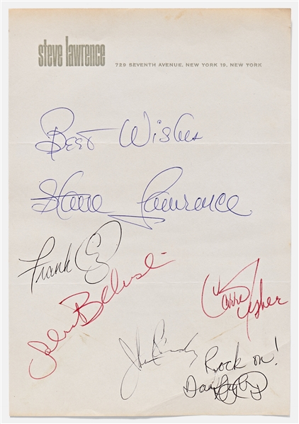The Blues Brothers Cast-Signed Page, Including John Belushi and Dan Aykroyds Autographs -- With PSA COA