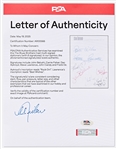 ''The Blues Brothers'' Cast-Signed Page, Including John Belushi and Dan Aykroyd's Autographs -- With PSA COA
