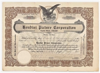 Harry Houdini Signed Stock Certificate to the Houdini Picture Corporation -- With University Archives COA