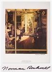 Norman Rockwell Signed Lithograph of His Famous Painting Shuffletons Barber Shop -- Measures 19 x 25