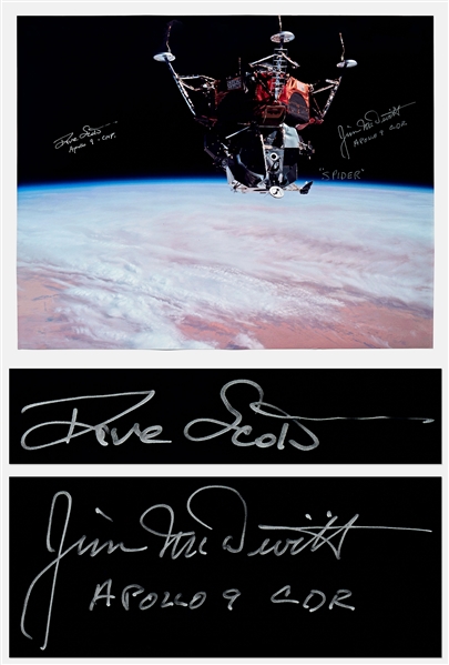 Jim McDivitt and Dave Scott Signed 20'' x 16'' Photo from Apollo 9 of the Lunar Module Suspended in Outer Space