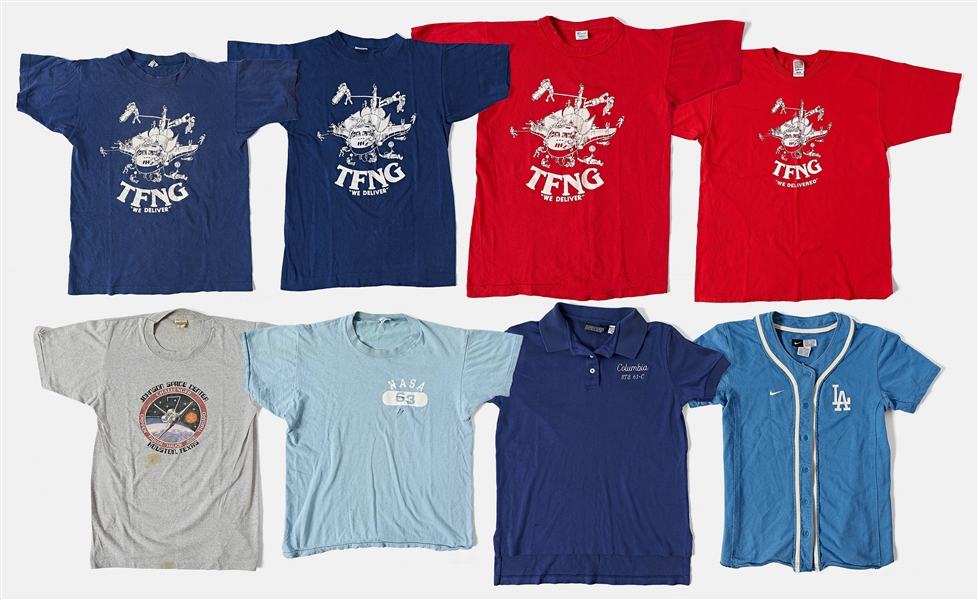 Sally Ride's Collection of Personally Owned Shirts -- Includes 7 NASA Shirts and One L.A. Dodgers Jersey