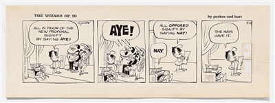 Lot of Four ''Wizard of Id'' Comic Strips from 1965