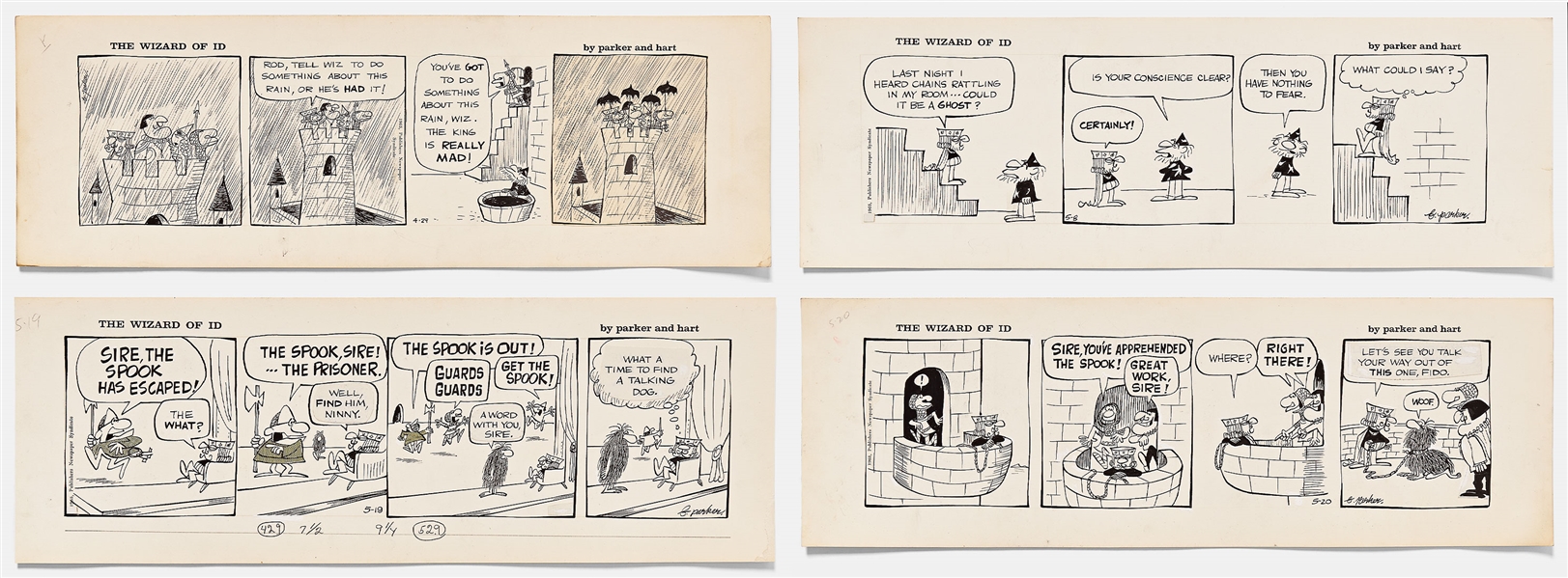 Lot of Four Wizard of Id Comic Strips from 1965