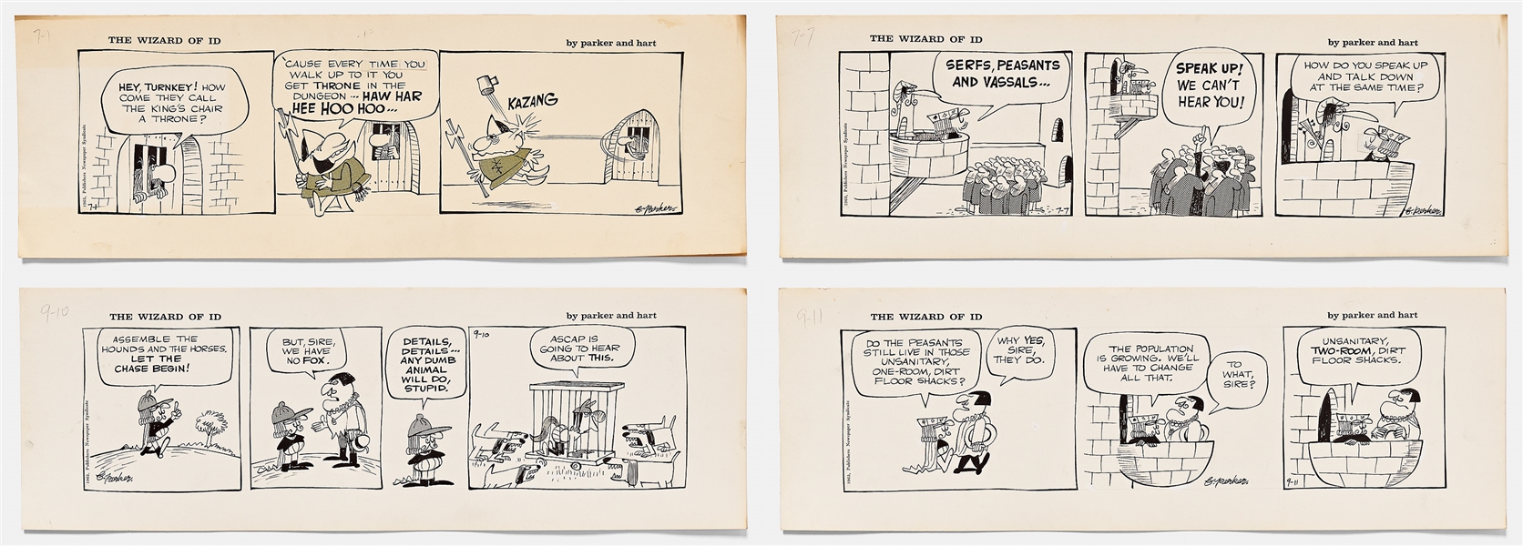Lot of Four Wizard of Id Comic Strips from 1965