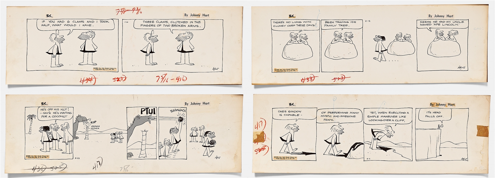 Lot of Four B.C. Comic Strips from 1960
